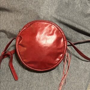 HOBO Red Leather Round Crossbody Bag